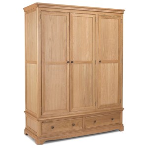 Heritage Colmar Natural Oak 3 Door 2 Drawer Triple Wardrobe