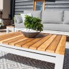 Maze Lounge Outdoor Oslo Aluminium White Large Corner Group with Teak Coffee Table