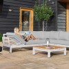 Maze Lounge Outdoor Oslo Aluminium White Large Corner Group with Teak Coffee Table