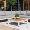 Maze Lounge Outdoor Oslo Aluminium White Large Corner Group with Teak Coffee Table