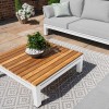 Maze Lounge Outdoor Oslo Aluminium White Large Corner Group with Teak Coffee Table