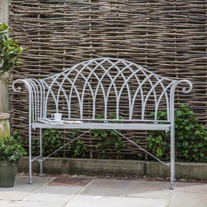 Regency Design Duchess Distressed Grey Metal Garden Bench Regency Design Duchess Distressed Grey Metal Garden Bench