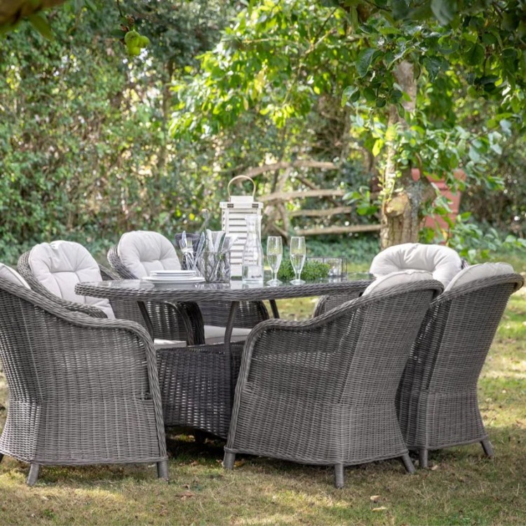 Regency Design Fior Grey 6 Seater Rattan Oval Dining Set