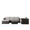 Regency Design Calvi Grey 3 Seater Rattan Chaise Sofa Set with Coffee Table