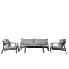 Regency Design Cannes Charcoal 2 Seater Aluminium Sofa Set with Armchairs and Coffee Table