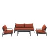Regency Design Cannes Orange 2 Seater Aluminium Sofa Set with Armchairs and Coffee Table