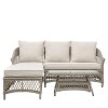 Regency Design Menton Stone 3 Seater Rattan Chaise Sofa Set with Coffee Table