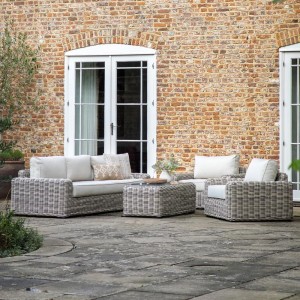 Regency Design Ragusa Natural 3 Seater Rattan Sofa Set with Armchairs and Coffee Table