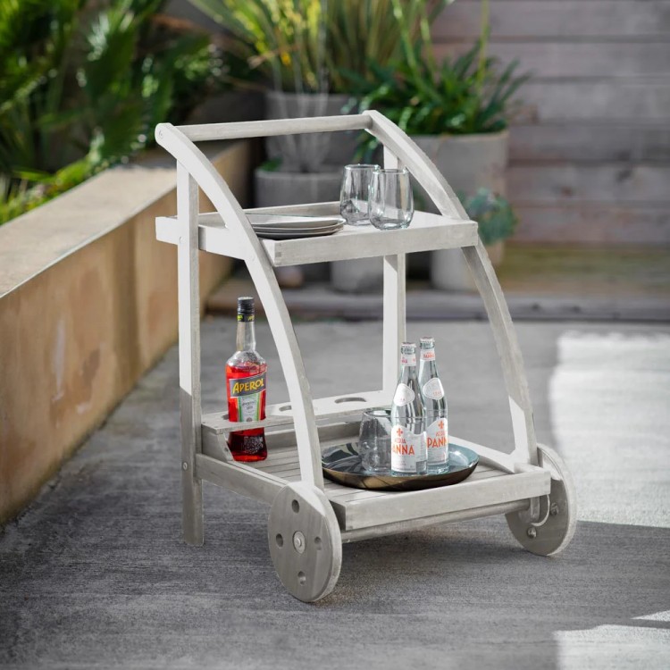 Regency Design Volos Outdoor Whitewash Wooden Drinks Trolley