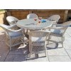 Signature Weave Garden Furniture Rose White Rattan 6 Seater Round Dining Set