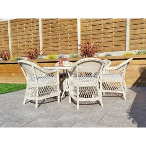 Signature Weave Garden Furniture Rose White Rattan 6 Seater Round Dining Set Signature Weave Garden Furniture Rose White Rattan 6 Seater Round Dining Set