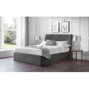 Julian Bowen Furniture Sanderson Grey Velvet 5ft King Size Ottoman Bed Julian Bowen Furniture Sanderson Grey Velvet 5ft King Size Ottoman Bed