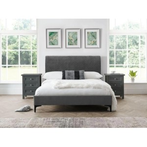 Julian Bowen Furniture Sanderson Diamond Quilted Grey Velvet 6ft Super King Size Bed Julian Bowen Furniture Sanderson Diamond Quilted Grey Velvet 6ft Super King Size Bed