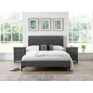 Julian Bowen Furniture Sanderson Diamond Quilted Grey Velvet 5ft King Size Bed Julian Bowen Furniture Sanderson Diamond Quilted Grey Velvet 5ft King Size Bed