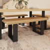 Togo Solid Oak and Metal 1.8m Dining Table with 1.2m Bench Pair