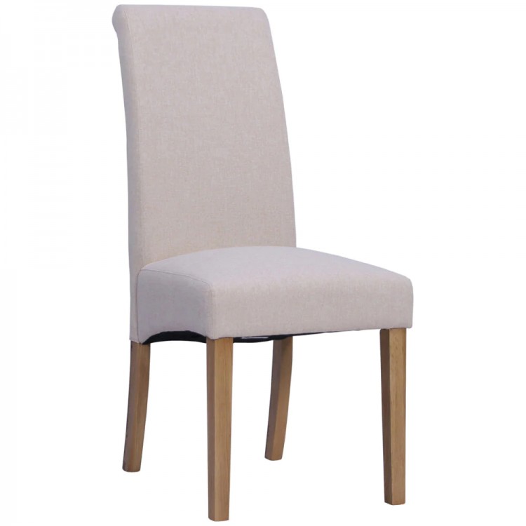 Divine Furniture Dortmund Oak Westbury Beige Rollback Dining Chair