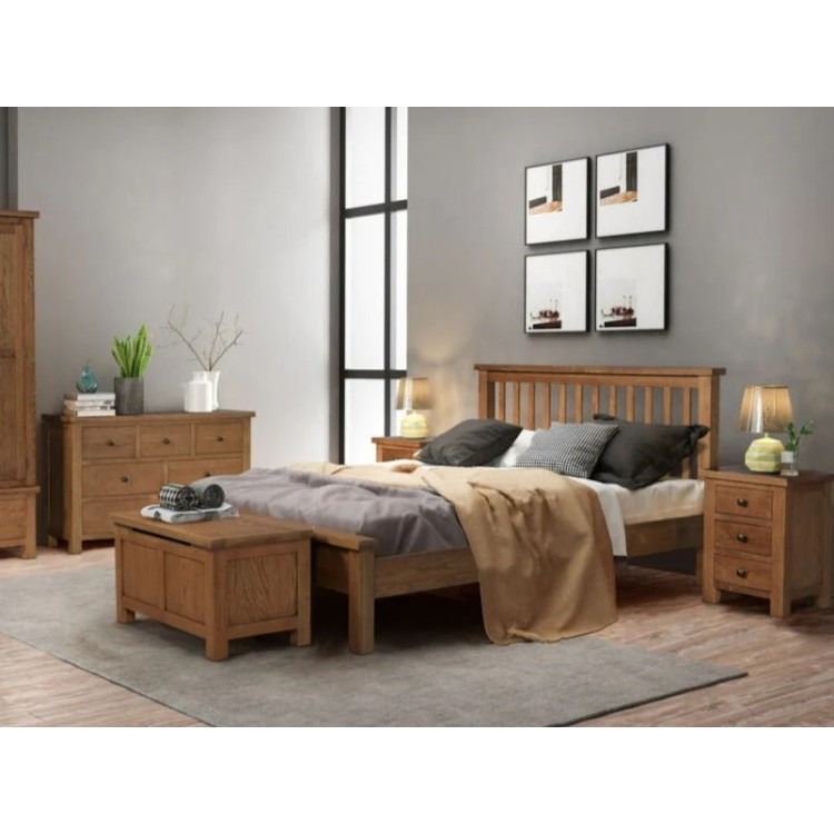 Divine Furniture Dortmund Solid Rustic Oak 3ft Single Bed Frame