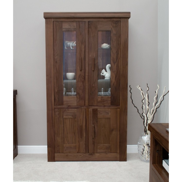 Homestyle Walnut Furniture 2 Door Glass Display Unit