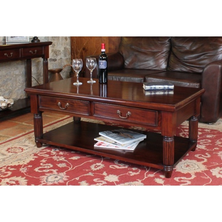 La Roque Mahogany Furniture Coffee Table With Drawers IMR08A
