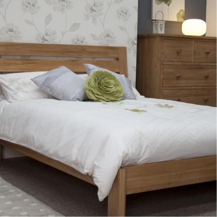Scandic Solid Oak Furniture Slatted 4ft6 Double Bed
