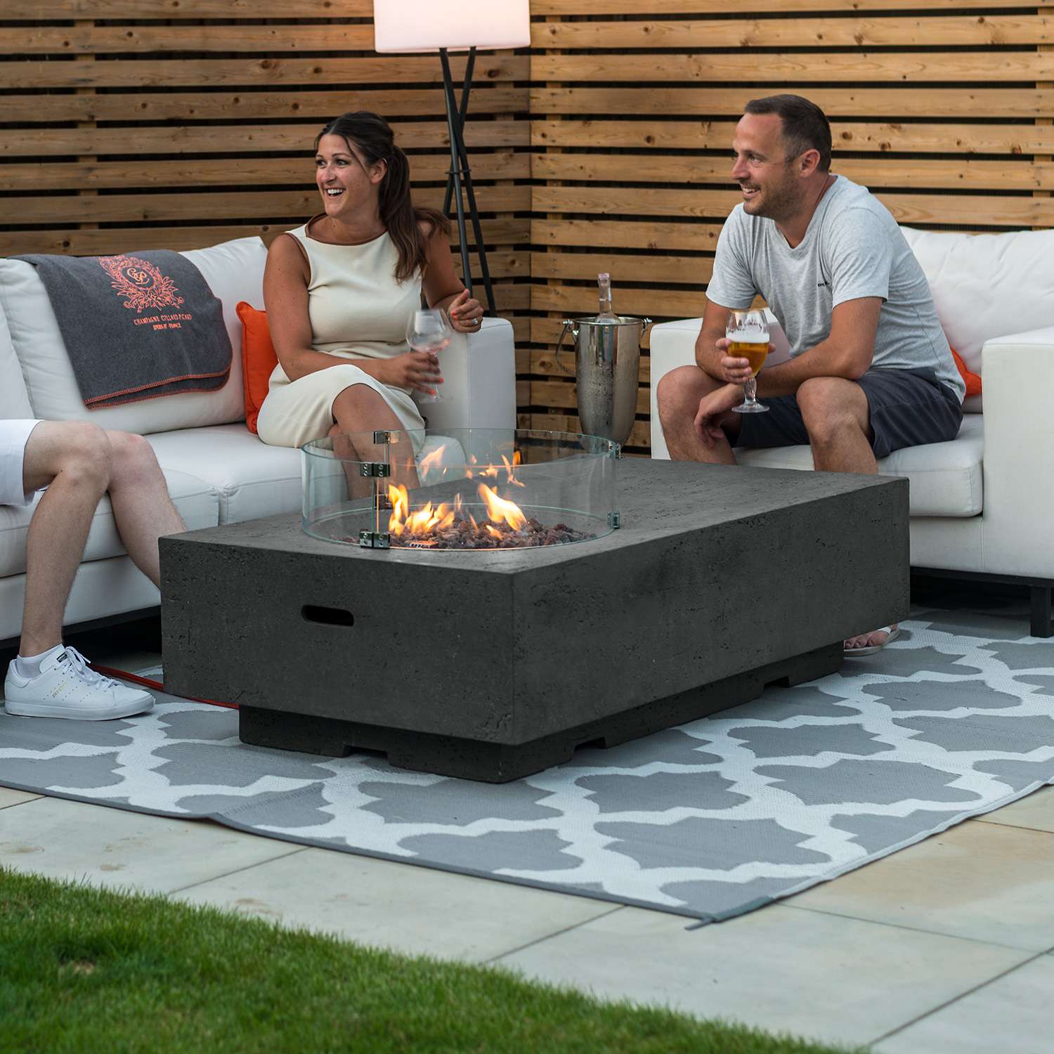 Nova Stone Propane Fire Pit Table Nova Garden Furniture Cairns Rectangular  Dark Grey Gas Fire Pit