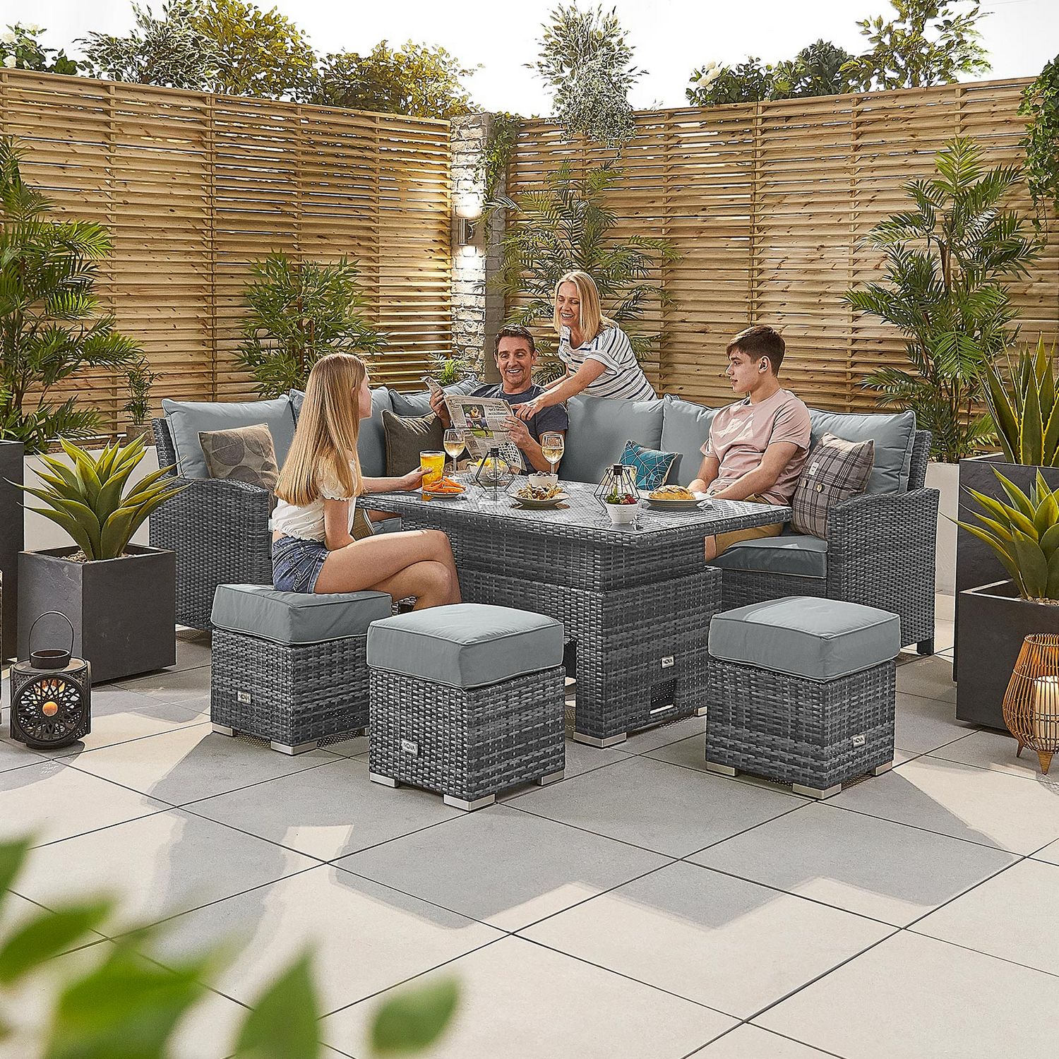 Nova Garden Furniture Cambridge Grey, Cambridge 4 Rattan Chairs And Small Round Dining Table Set In Grey