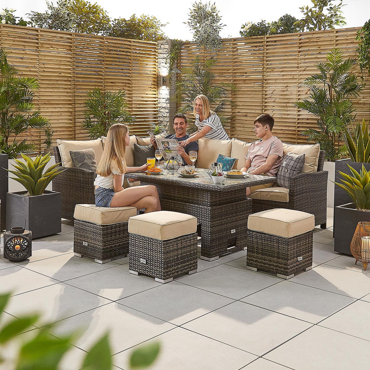 Rising Table Cheap Brown Rattan Garden Furniture Monaco Seater