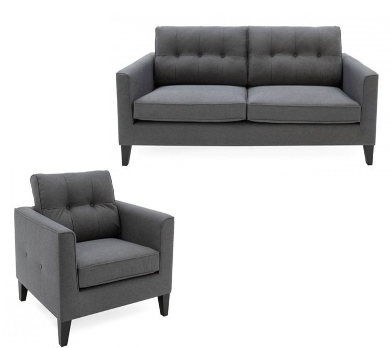 Vida Living Astrid Charcoal 3 Seater Sofa Armchair Set Oak