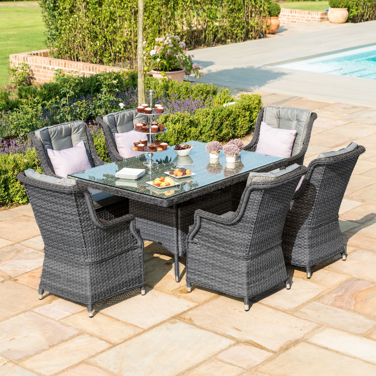 Maze Rattan Garden Furniture Victoria Seat Rectangular Dining