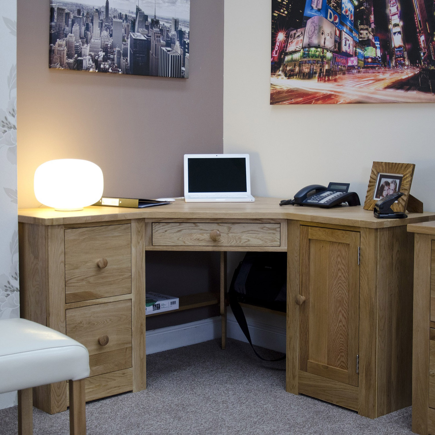 Torino Oak Corner Computer Desk Oak Furniture House