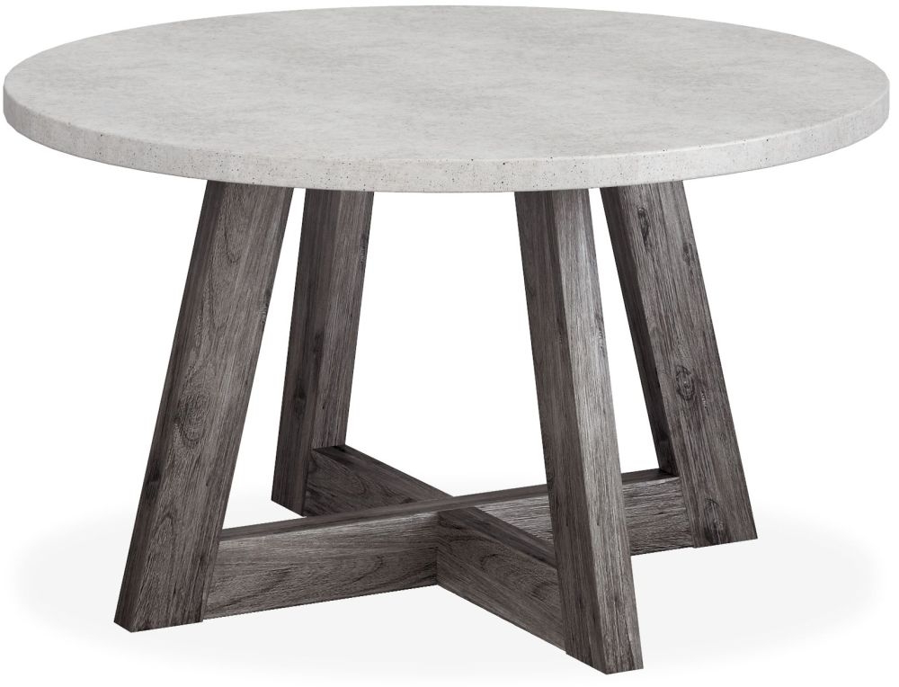 Corndell Austin Concrete And Acacia Furniture 130cm Round Dining Table Oak Furniture House