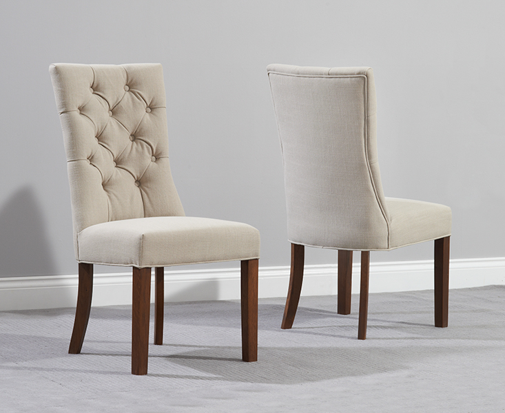 Albury Beige Fabric Solid Dark Oak, Upholstery Dining Chairs Uk