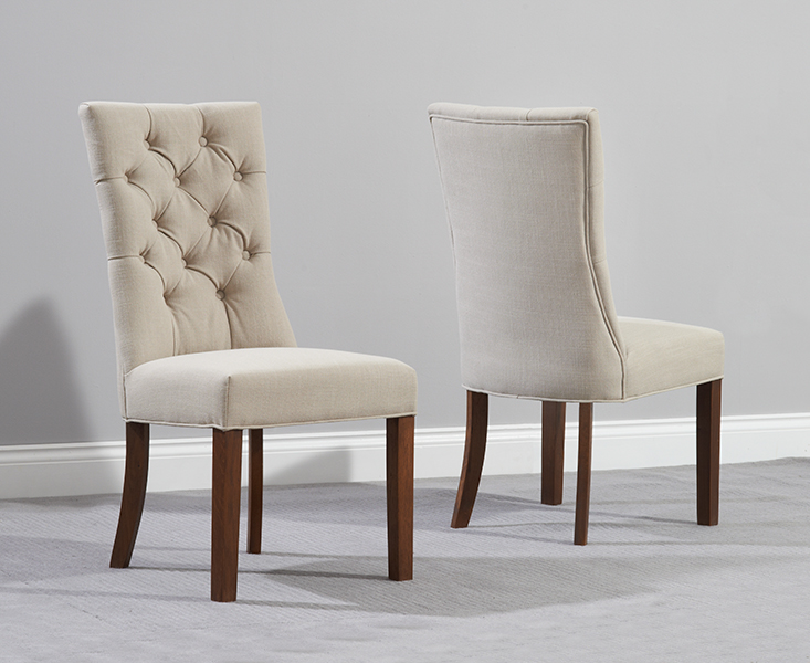 Albury Beige Fabric Solid Dark Oak Dining Chairs Pair Furniture House Albury Beige Fabric Solid Dark Oak, Upholstery Dining Chairs Uk